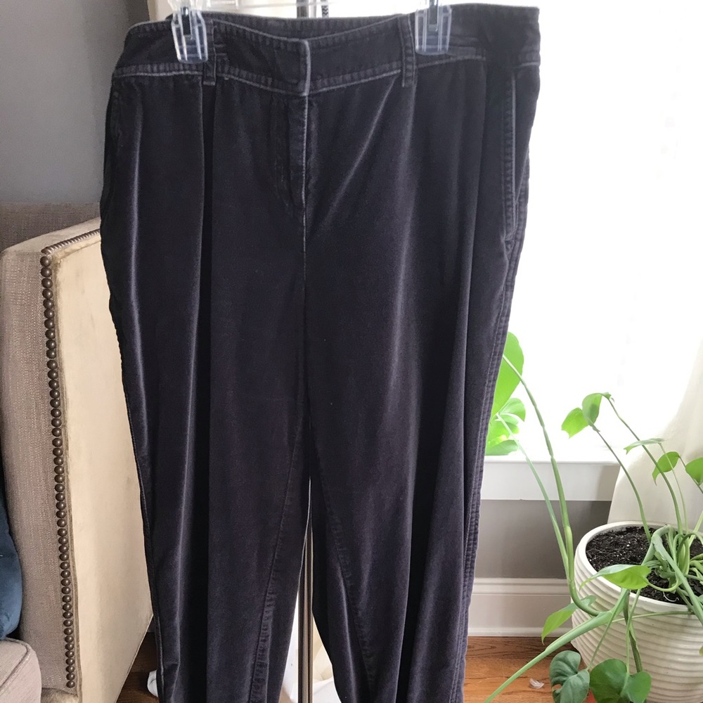 J.Jill Dark Grey Velvet Trousers/ Pants, 14 Petite